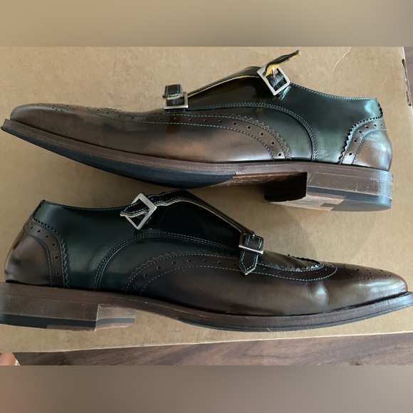 Elegant Brown and Green Men\'s Monk Butler Strap Oxfords Elegant Brown and Green Men\ main image 4